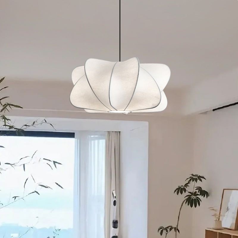 Traditional Japanese Faux Silk Iron Propeller-Shaped 2/3-Light Chandelier For Bedroom & Living Room