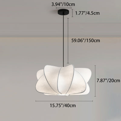 Traditional Japanese Faux Silk Iron Propeller-Shaped 2/3-Light Chandelier For Bedroom & Living Room