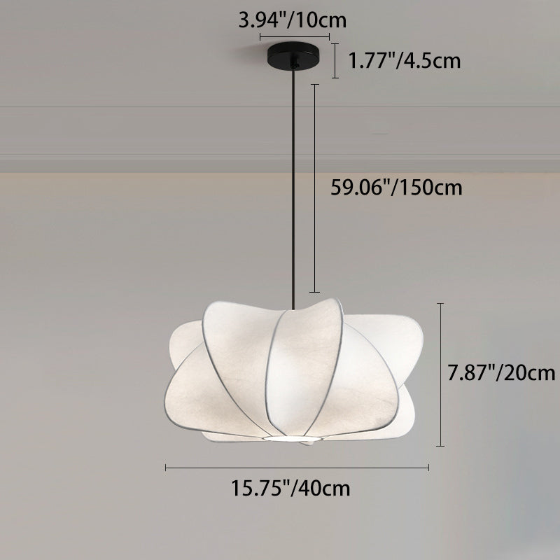 Traditional Japanese Faux Silk Iron Propeller-Shaped 2/3-Light Chandelier For Bedroom & Living Room