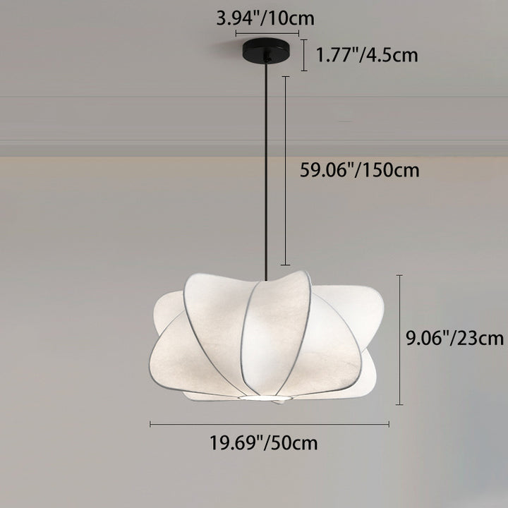 Traditional Japanese Faux Silk Iron Propeller-Shaped 2/3-Light Chandelier For Bedroom &amp; Living Room
