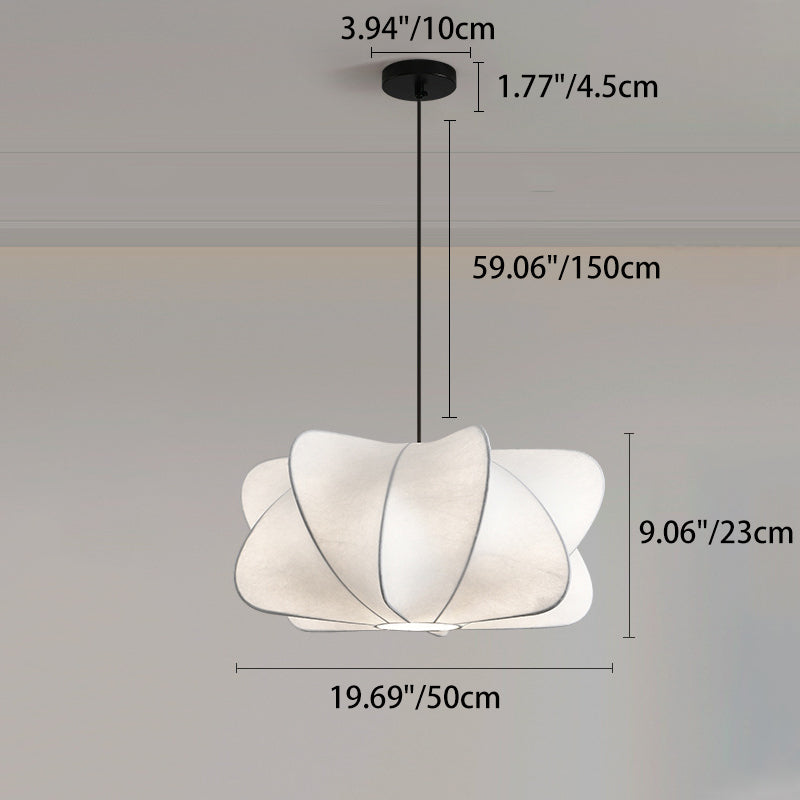 Traditional Japanese Faux Silk Iron Propeller-Shaped 2/3-Light Chandelier For Bedroom & Living Room