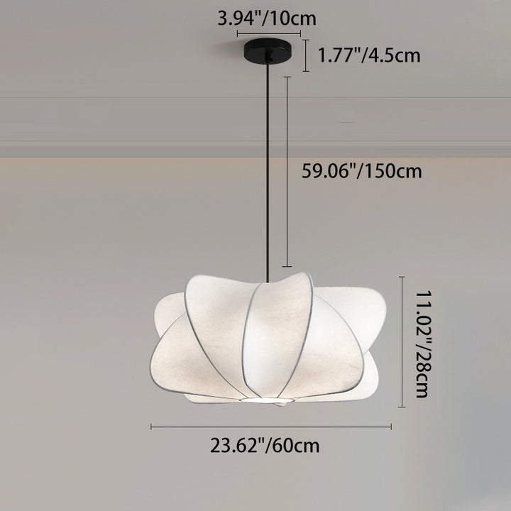 Traditional Japanese Faux Silk Iron Propeller-Shaped 2/3-Light Chandelier For Bedroom &amp; Living Room