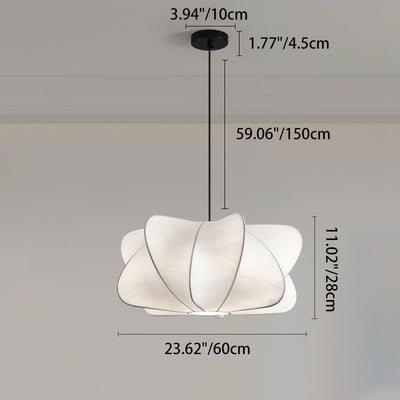 Traditional Japanese Faux Silk Iron Propeller-Shaped 2/3-Light Chandelier For Bedroom & Living Room