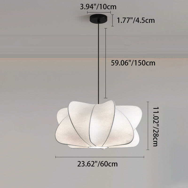 Traditional Japanese Faux Silk Iron Propeller-Shaped 2/3-Light Chandelier For Bedroom & Living Room