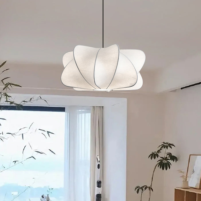 Traditional Japanese Faux Silk Iron Propeller-Shaped 2/3-Light Chandelier For Bedroom & Living Room