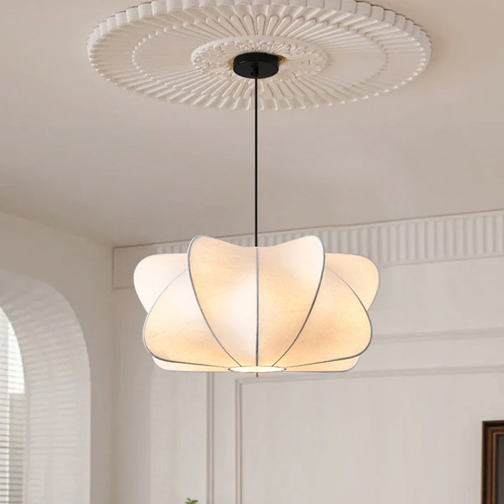 Traditional Japanese Faux Silk Iron Propeller-Shaped 2/3-Light Chandelier For Bedroom & Living Room