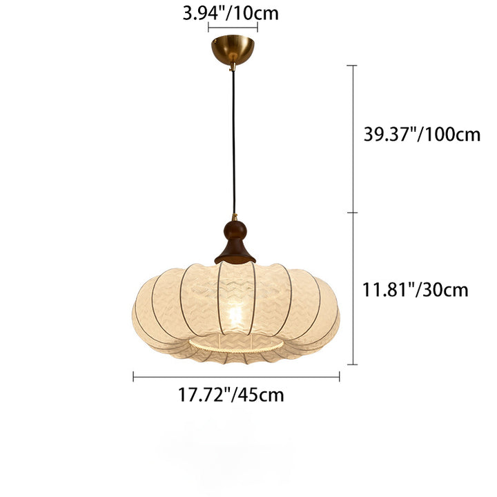 Traditional Vintage Silk Walnut Metal Lantern Shape Round 1-Light Chandelier For Bedroom & Living Room