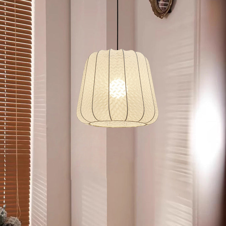 Traditional Vintage Silk Walnut Metal Lantern Shape Round 1-Light Chandelier For Bedroom & Living Room