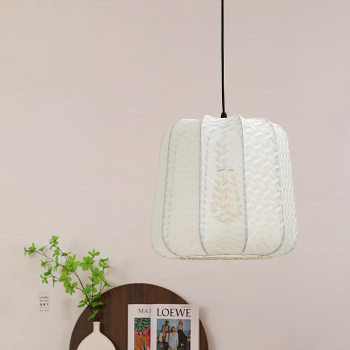 Traditional Vintage Silk Walnut Metal Lantern Shape Round 1-Light Chandelier For Bedroom &amp; Living Room