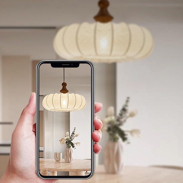 Traditional Vintage Silk Walnut Metal Lantern Shape Round 1-Light Chandelier For Bedroom &amp; Living Room