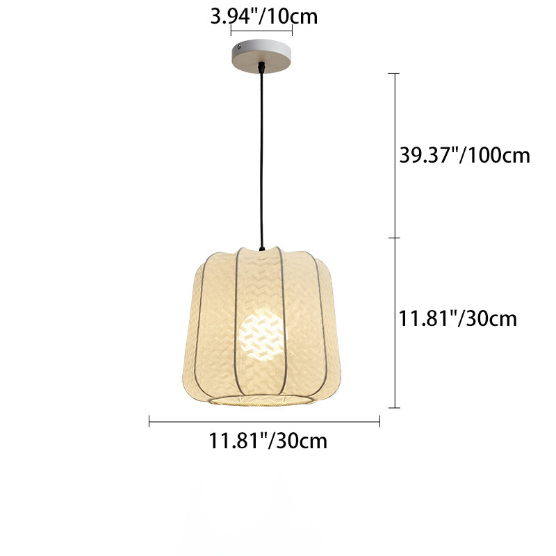 Traditional Vintage Silk Walnut Metal Lantern Shape Round 1-Light Chandelier For Bedroom &amp; Living Room
