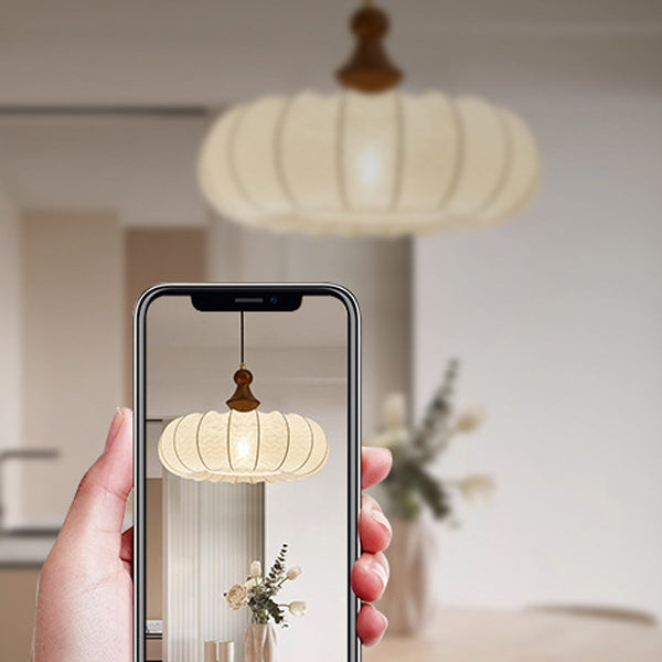 Traditional Vintage Silk Walnut Metal Lantern Shape Round 1-Light Chandelier For Bedroom &amp; Living Room