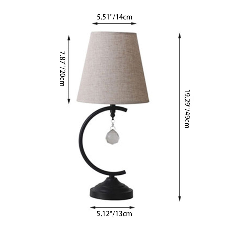 Contemporary Creative Cotton Linen Iron Arc Fan-Shaped 1-Light Table Lamp For Bedroom &amp; Living Room