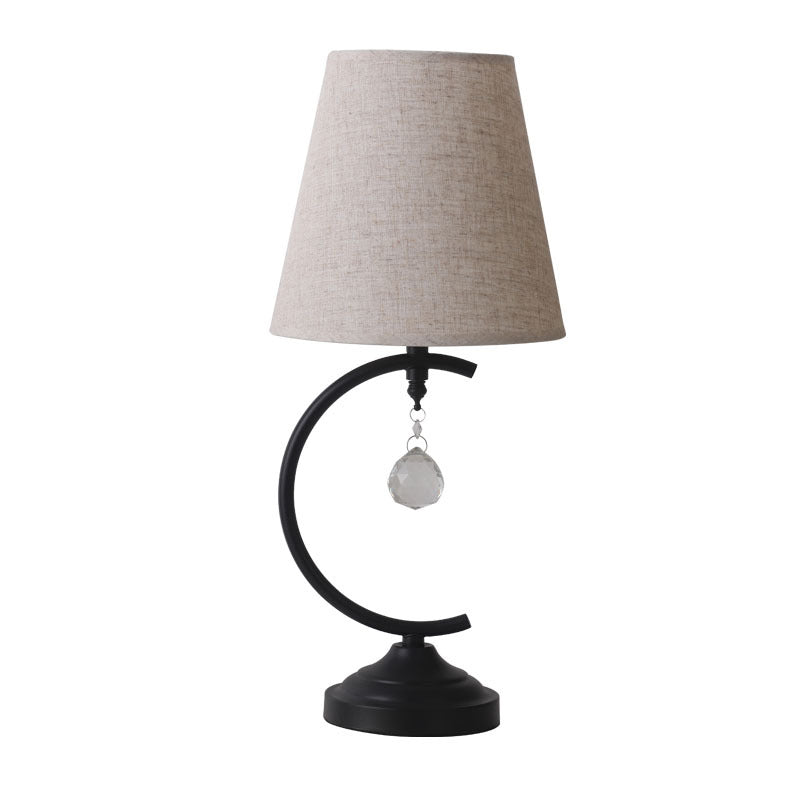 Contemporary Creative Cotton Linen Iron Arc Fan-Shaped 1-Light Table Lamp For Bedroom &amp; Living Room