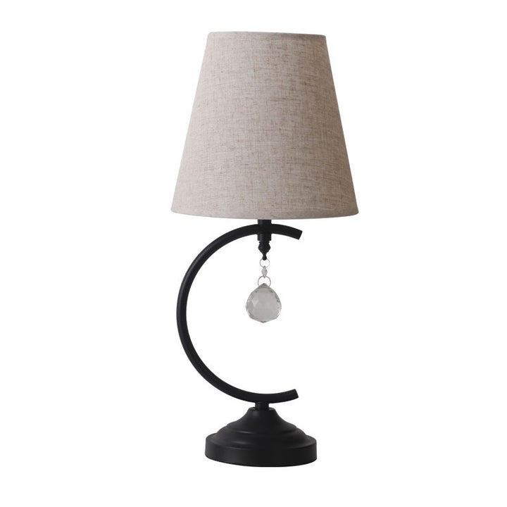 Contemporary Creative Cotton Linen Iron Arc Fan-Shaped 1-Light Table Lamp For Bedroom &amp; Living Room