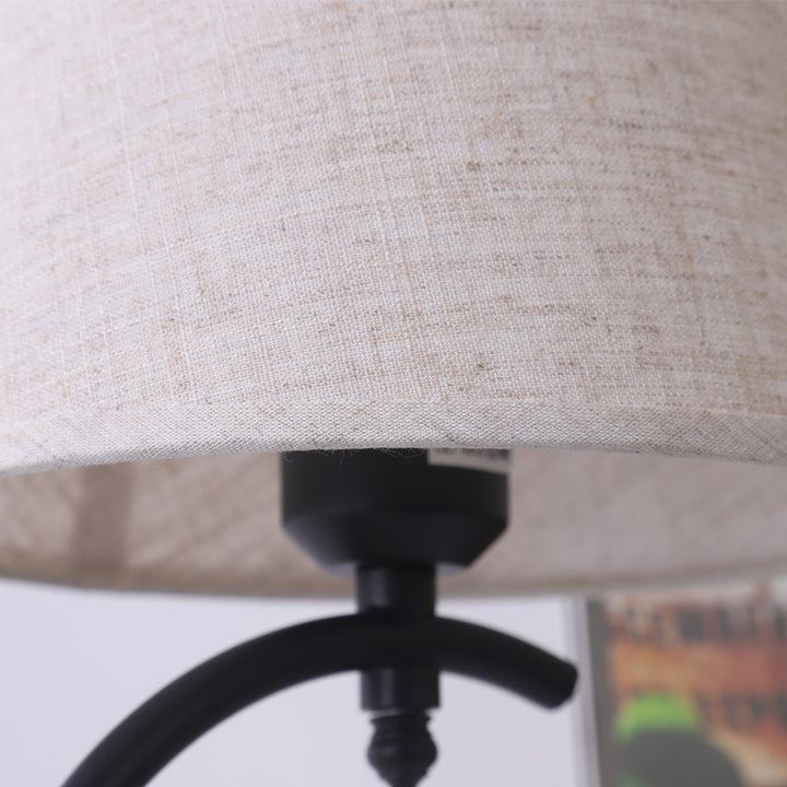 Contemporary Creative Cotton Linen Iron Arc Fan-Shaped 1-Light Table Lamp For Bedroom &amp; Living Room