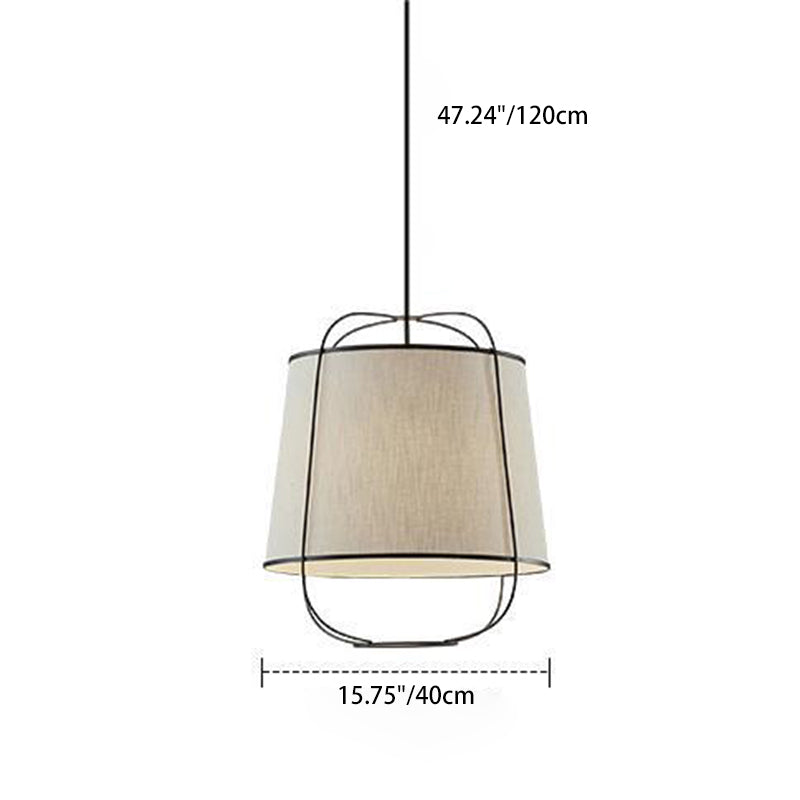 Traditionelle chinesische Stoffeisen Runde Gebogene 1-Licht Pendelleuchte für Schlafzimmer &amp; Wohnzimmer 
