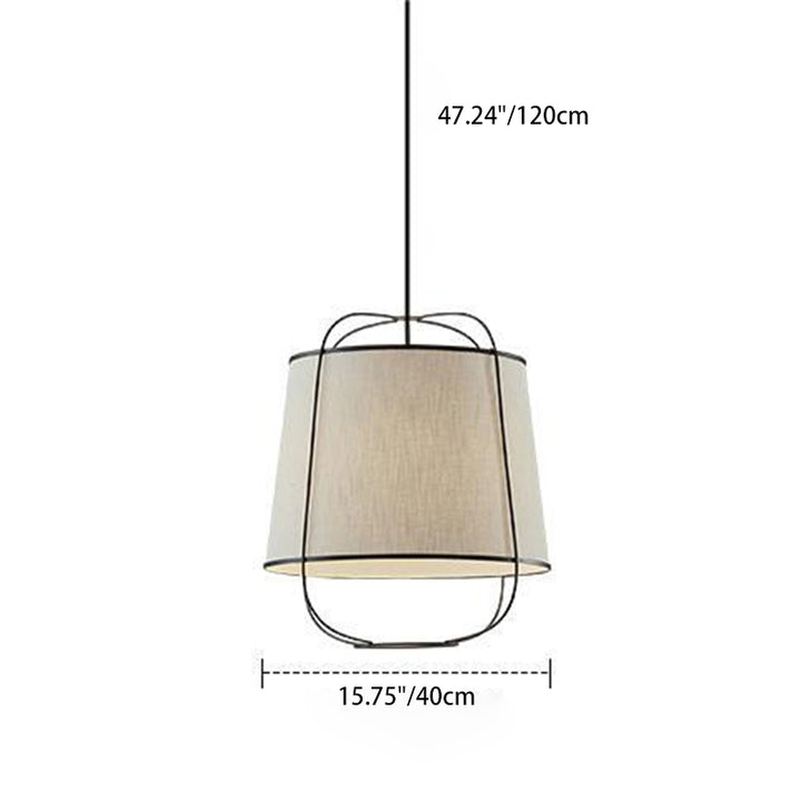 Traditionelle chinesische Stoffeisen Runde Gebogene 1-Licht Pendelleuchte für Schlafzimmer &amp; Wohnzimmer 