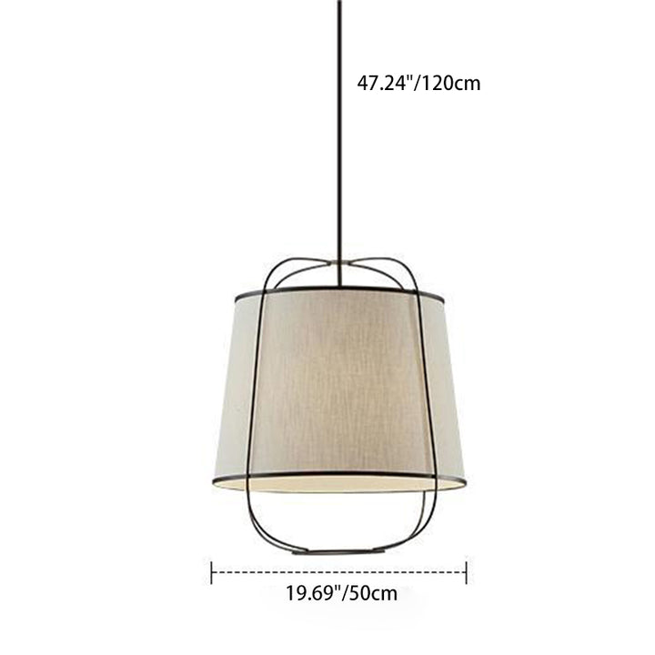 Traditionelle chinesische Stoffeisen Runde Gebogene 1-Licht Pendelleuchte für Schlafzimmer &amp; Wohnzimmer 