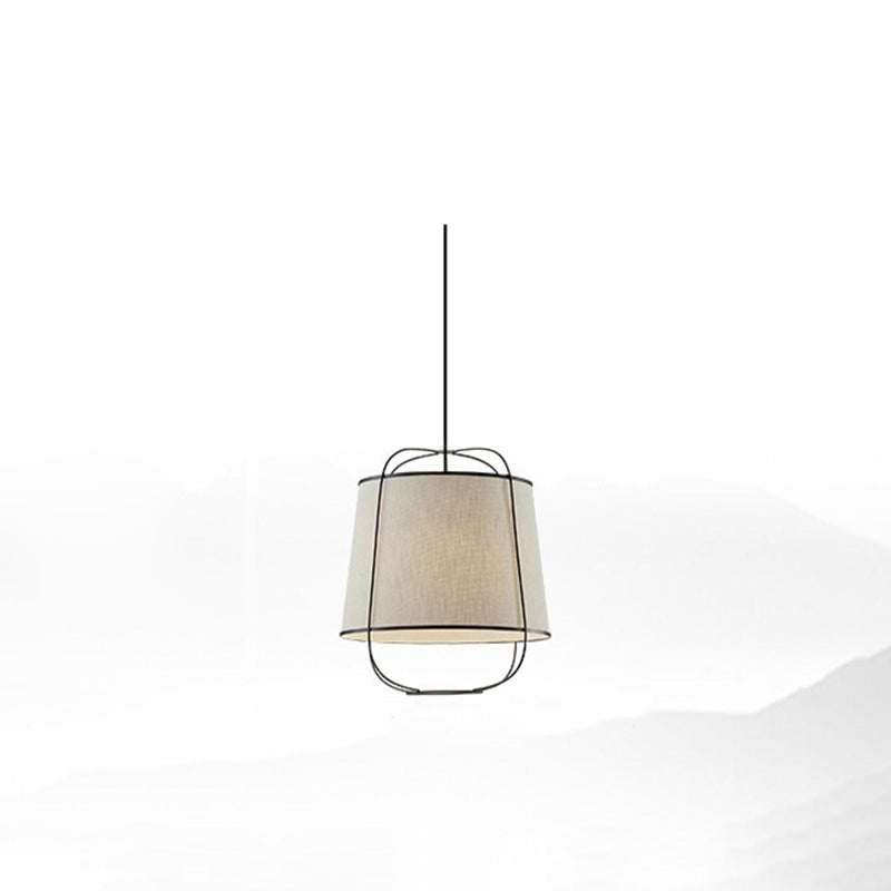 Traditionelle chinesische Stoffeisen Runde Gebogene 1-Licht Pendelleuchte für Schlafzimmer &amp; Wohnzimmer 