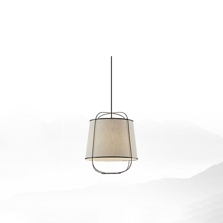 Traditionelle chinesische Stoffeisen Runde Gebogene 1-Licht Pendelleuchte für Schlafzimmer &amp; Wohnzimmer 