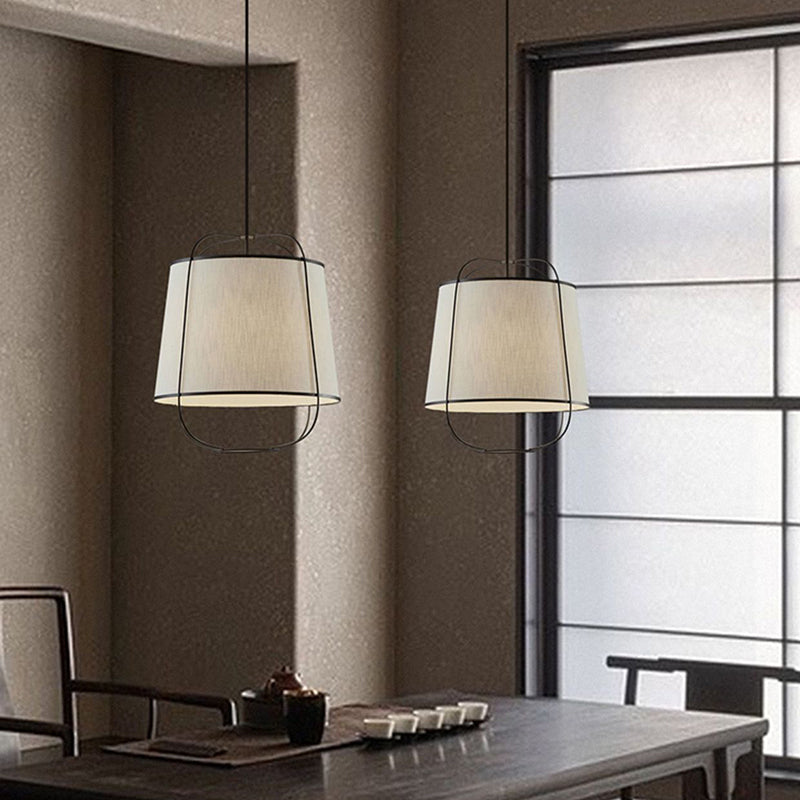 Traditionelle chinesische Stoffeisen Runde Gebogene 1-Licht Pendelleuchte für Schlafzimmer &amp; Wohnzimmer 