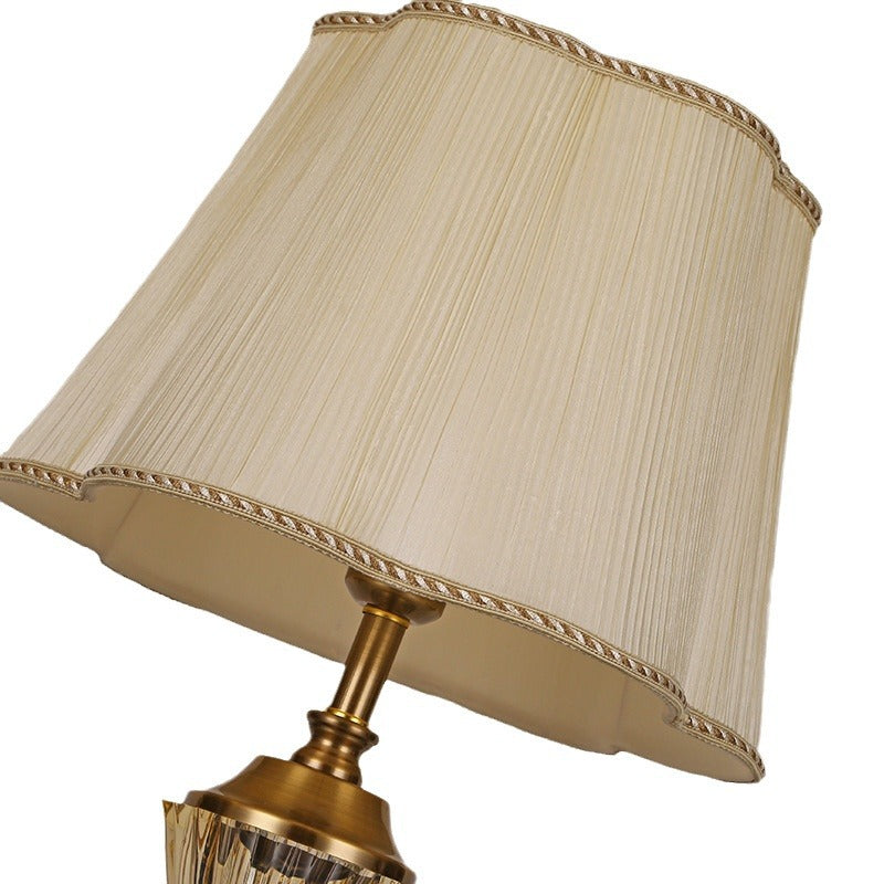 Modern Luxury Crystal Fabric Metal Trapezoid Round Fan Shape 1-Light Table Lamp For Bedroom & Living Room