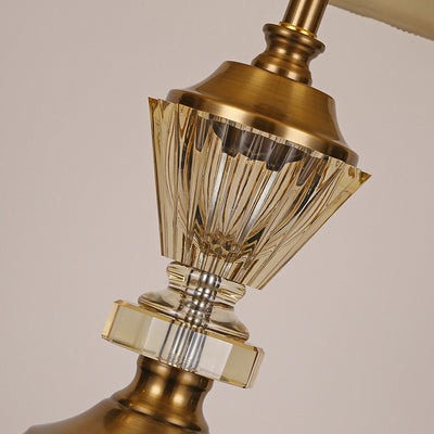 Modern Luxury Crystal Fabric Metal Round Cylindrical 1-Light Standing Floor Lamp For Bedroom & Living Room