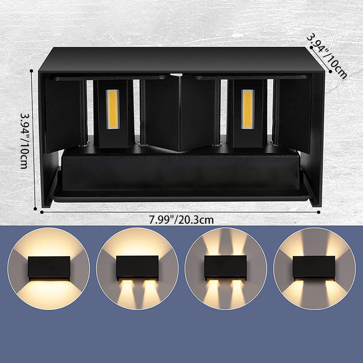 Moderne minimalistische rechteckige LED-Wandleuchte aus Aluminium für den Außenbereich 