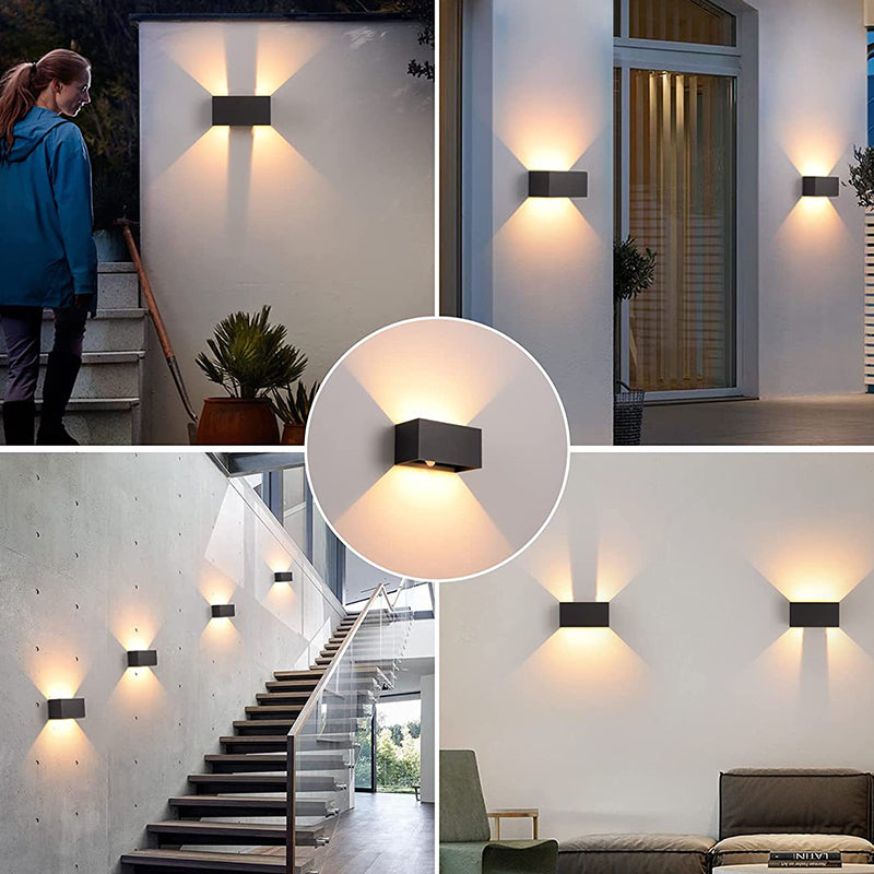 Moderne minimalistische rechteckige LED-Wandleuchte aus Aluminium für den Außenbereich 