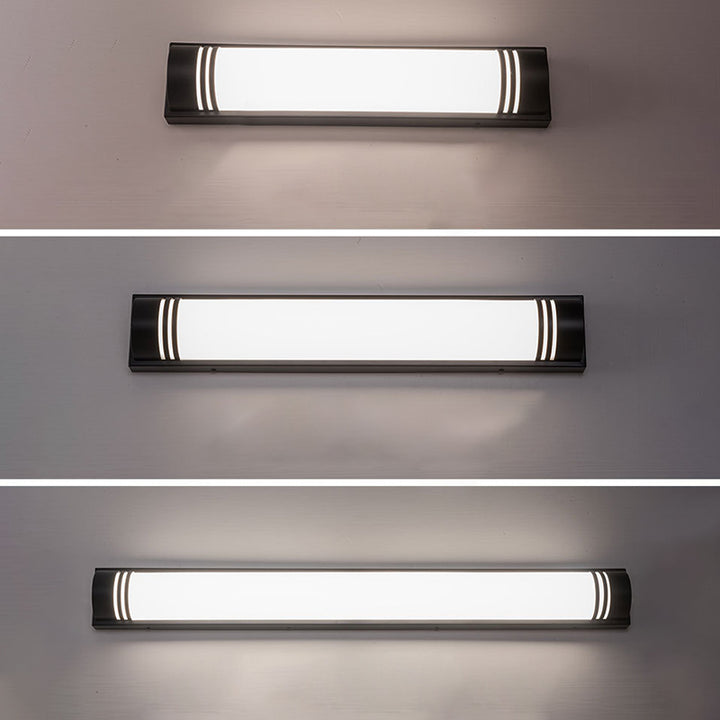 Moderne minimalistische Wandleuchte aus Acryl und Edelstahl mit rechteckigen Streifen und LED für den Außenbereich 