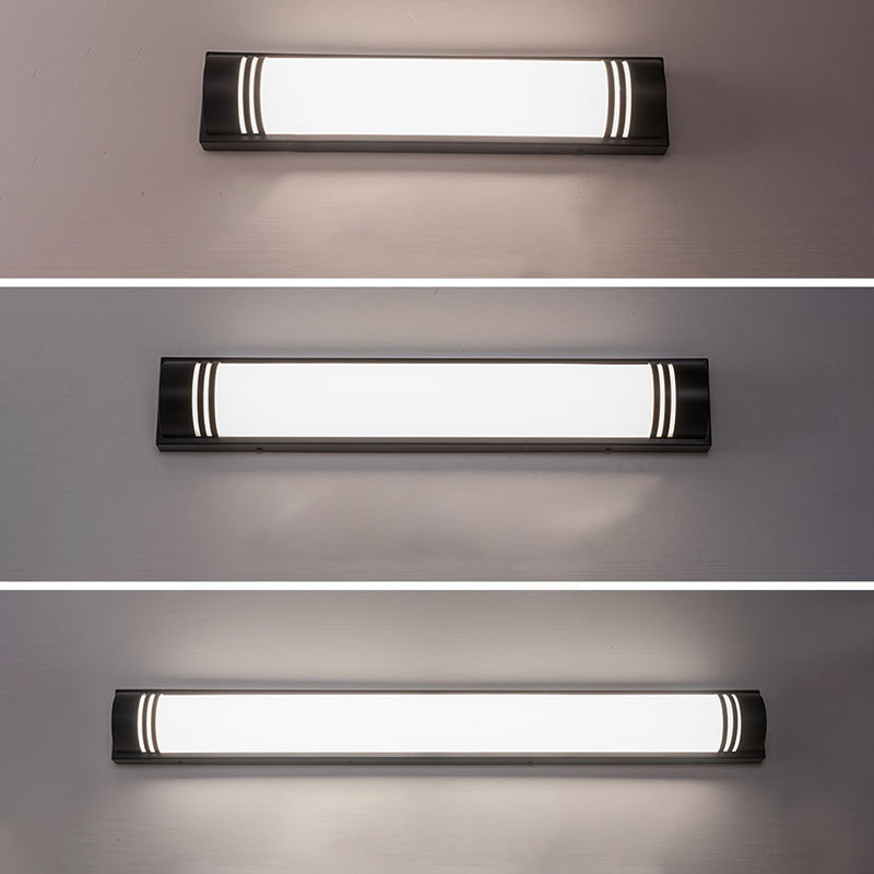 Moderne minimalistische Wandleuchte aus Acryl und Edelstahl mit rechteckigen Streifen und LED für den Außenbereich 