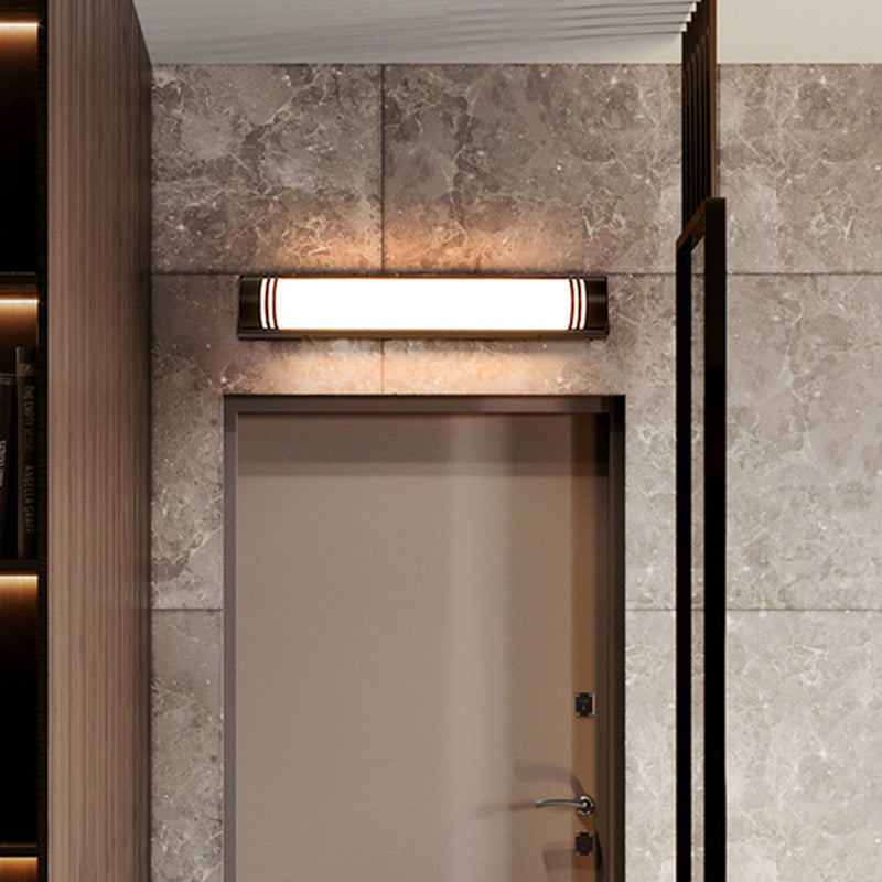 Moderne minimalistische Wandleuchte aus Acryl und Edelstahl mit rechteckigen Streifen und LED für den Außenbereich 