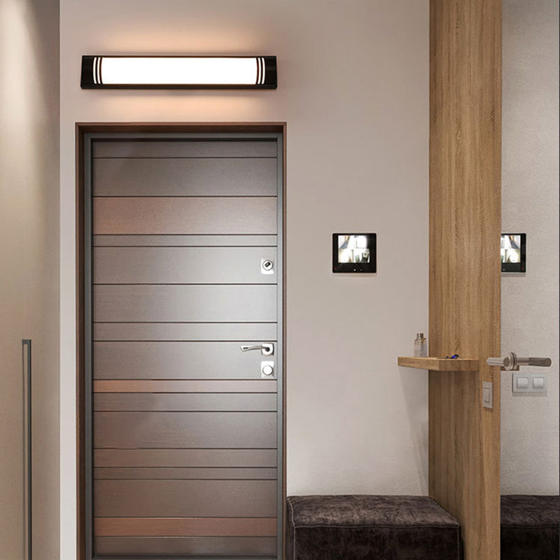 Moderne minimalistische Wandleuchte aus Acryl und Edelstahl mit rechteckigen Streifen und LED für den Außenbereich 