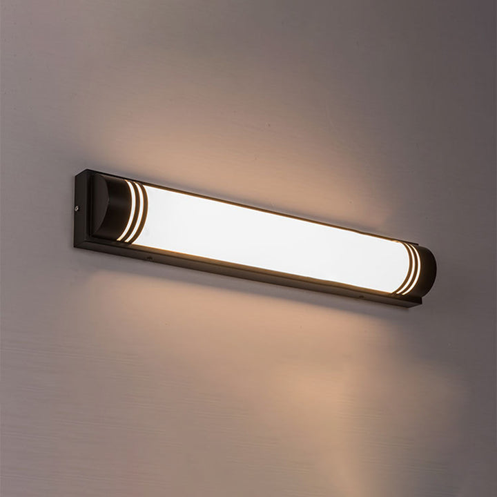 Moderne minimalistische Wandleuchte aus Acryl und Edelstahl mit rechteckigen Streifen und LED für den Außenbereich 