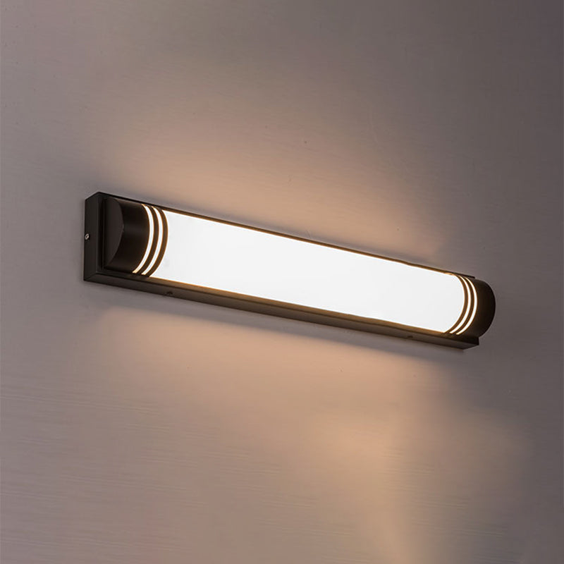 Moderne minimalistische Wandleuchte aus Acryl und Edelstahl mit rechteckigen Streifen und LED für den Außenbereich 
