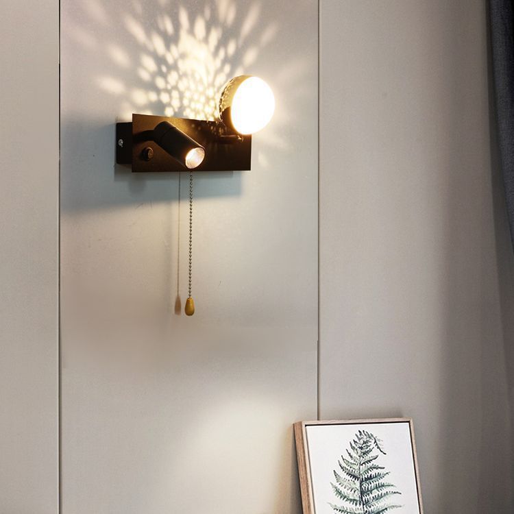 Zeitgenössische kreative PC Eisen Globus Rechteck LED Wandleuchte für Schlafzimmer &amp; Wohnzimmer 