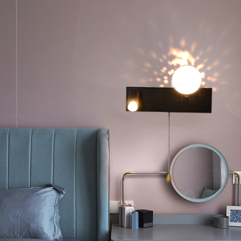 Zeitgenössische kreative PC Eisen Globus Rechteck LED Wandleuchte für Schlafzimmer &amp; Wohnzimmer 