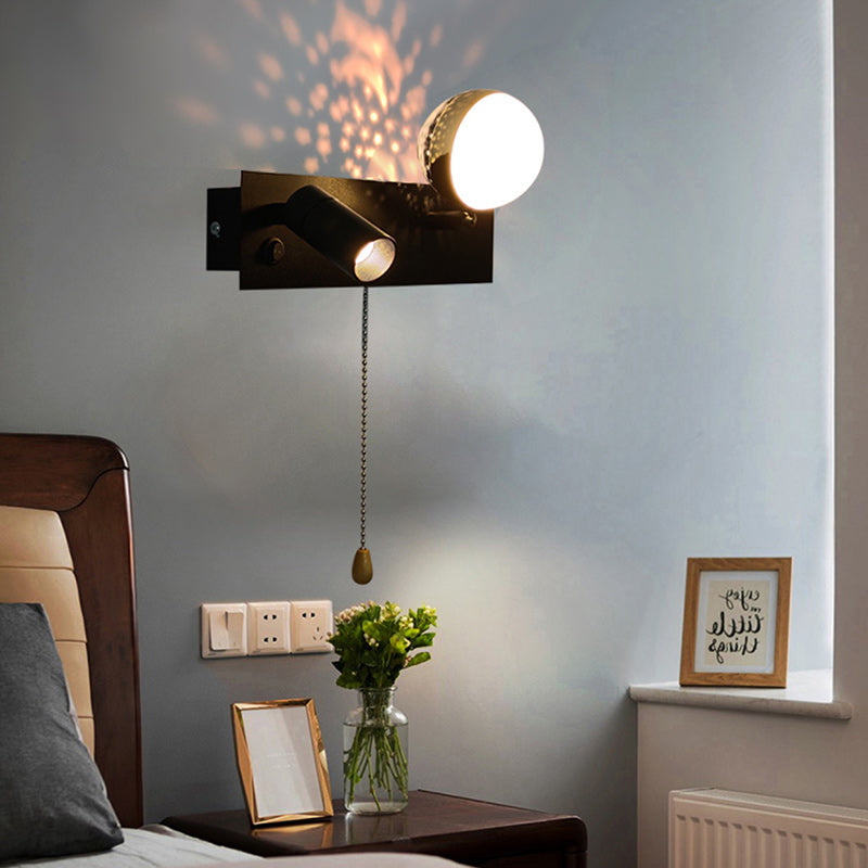 Zeitgenössische kreative PC Eisen Globus Rechteck LED Wandleuchte für Schlafzimmer &amp; Wohnzimmer 