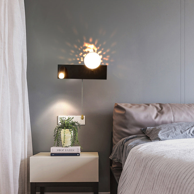 Zeitgenössische kreative PC Eisen Globus Rechteck LED Wandleuchte für Schlafzimmer &amp; Wohnzimmer 