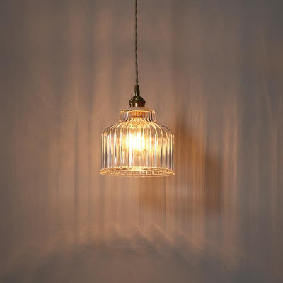 Traditionelle Japanische Glas-Kupfer-Rundzylinder 1-Licht Pendelleuchte für Schlafzimmer & Wohnzimmer 