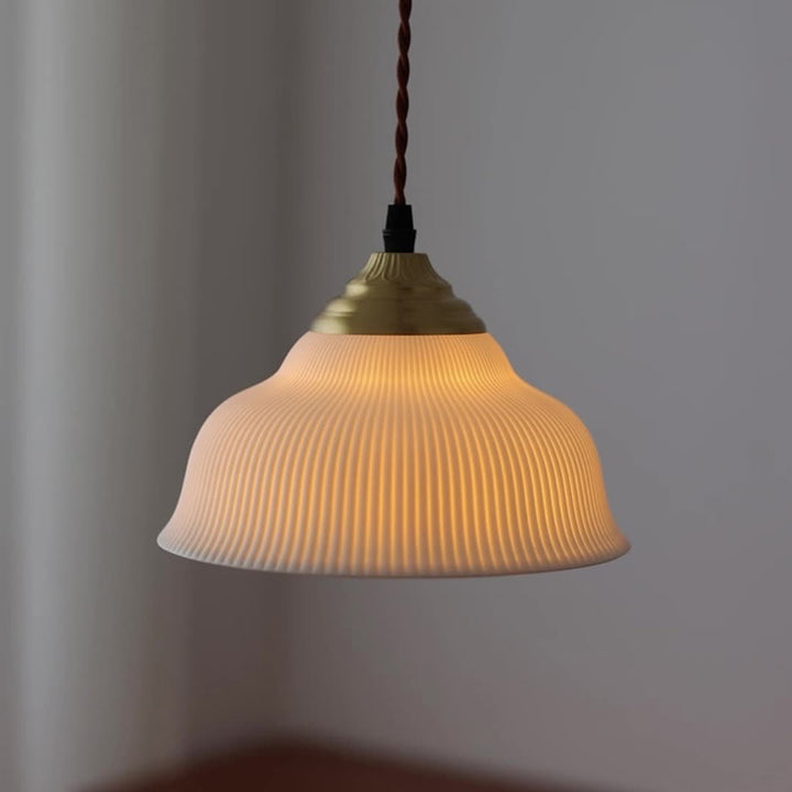 Traditional Vintage Ceramic Brass Bowl Round 1-Light Pendant Light For Bedroom &amp; Living Room