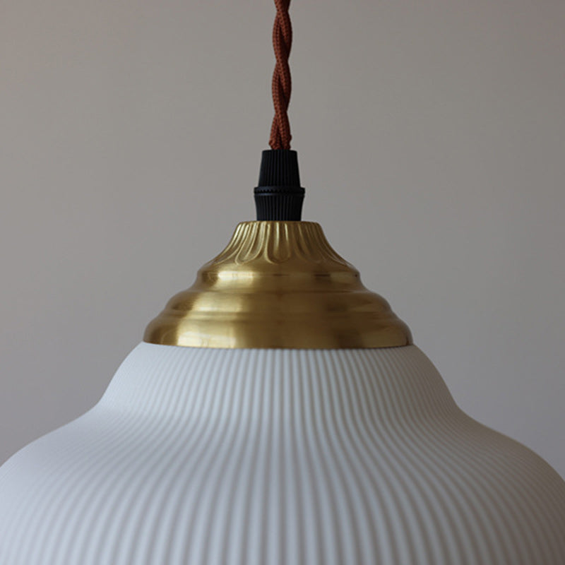 Traditional Vintage Ceramic Brass Bowl Round 1-Light Pendant Light For Bedroom &amp; Living Room