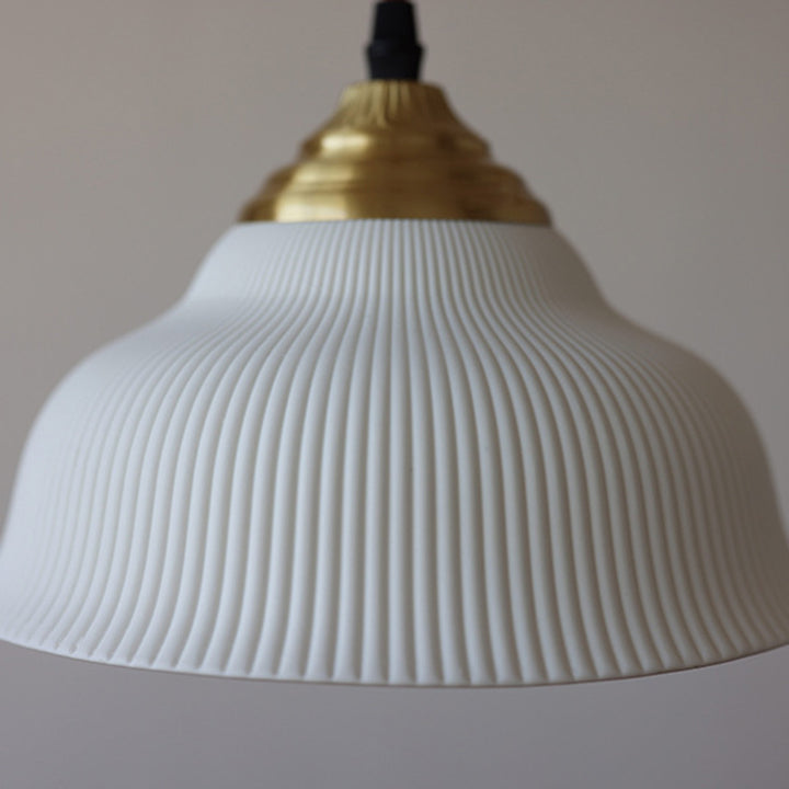 Traditional Vintage Ceramic Brass Bowl Round 1-Light Pendant Light For Bedroom &amp; Living Room