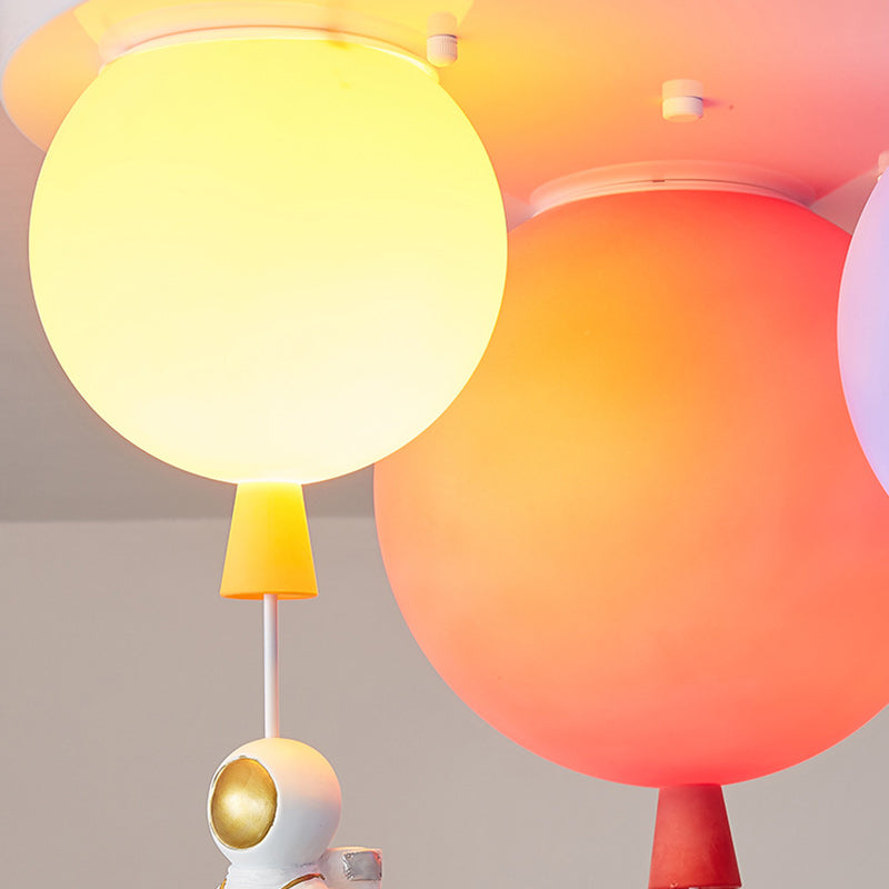 Modern Art Deco Acrylic Astronaut Balloon Design 1-Light Semi-Flush Mount Ceiling Light For Bedroom &amp; Living Room