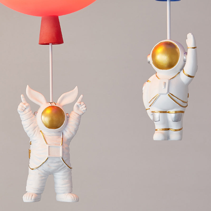 Modern Art Deco Acrylic Astronaut Balloon Design 1-Light Semi-Flush Mount Ceiling Light For Bedroom &amp; Living Room