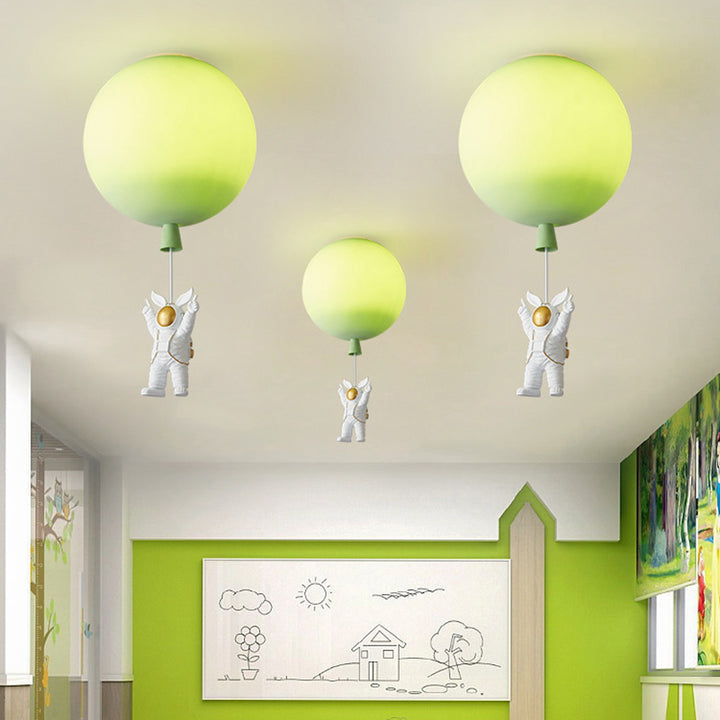 Modern Art Deco Acrylic Astronaut Balloon Design 1-Light Semi-Flush Mount Ceiling Light For Bedroom &amp; Living Room