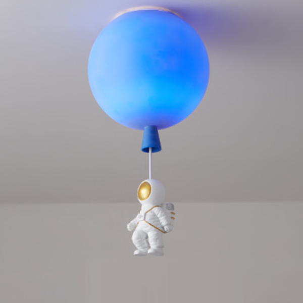 Modern Art Deco Acrylic Astronaut Balloon Design 1-Light Semi-Flush Mount Ceiling Light For Bedroom &amp; Living Room