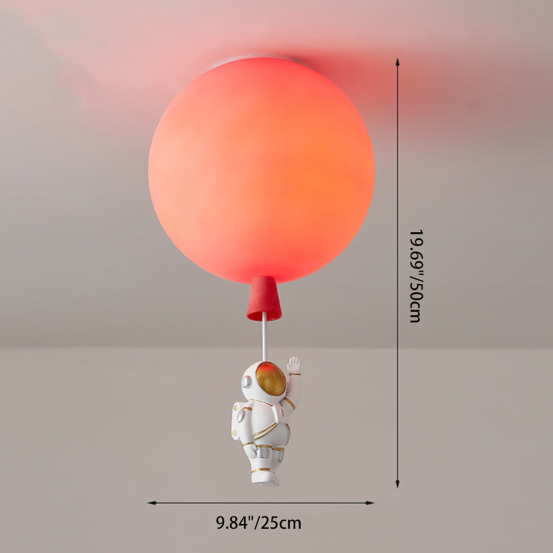 Modern Art Deco Acrylic Astronaut Balloon Design 1-Light Semi-Flush Mount Ceiling Light For Bedroom &amp; Living Room