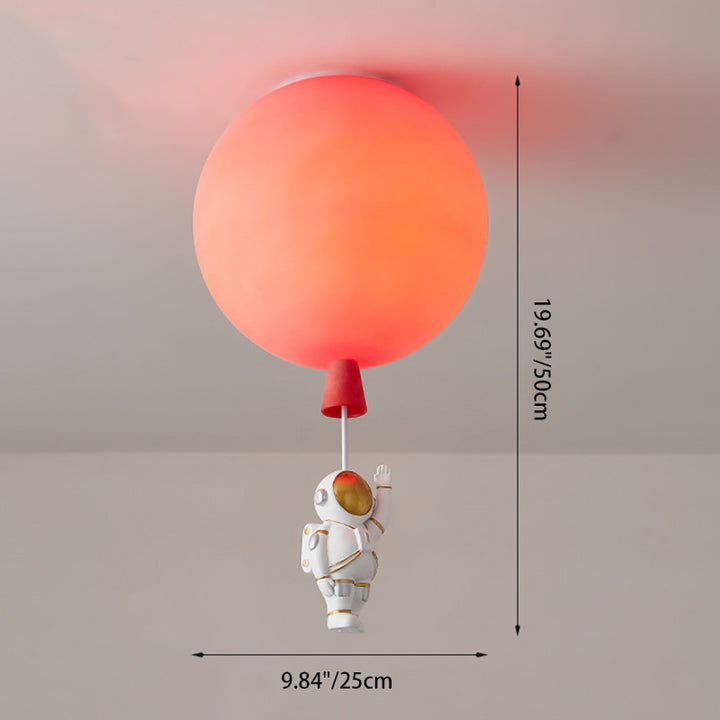 Modern Art Deco Acrylic Astronaut Balloon Design 1-Light Semi-Flush Mount Ceiling Light For Bedroom &amp; Living Room